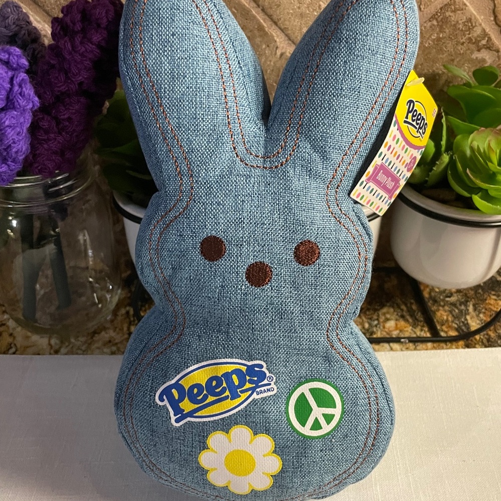 Peeps Bunny Plush with Patches blue denim